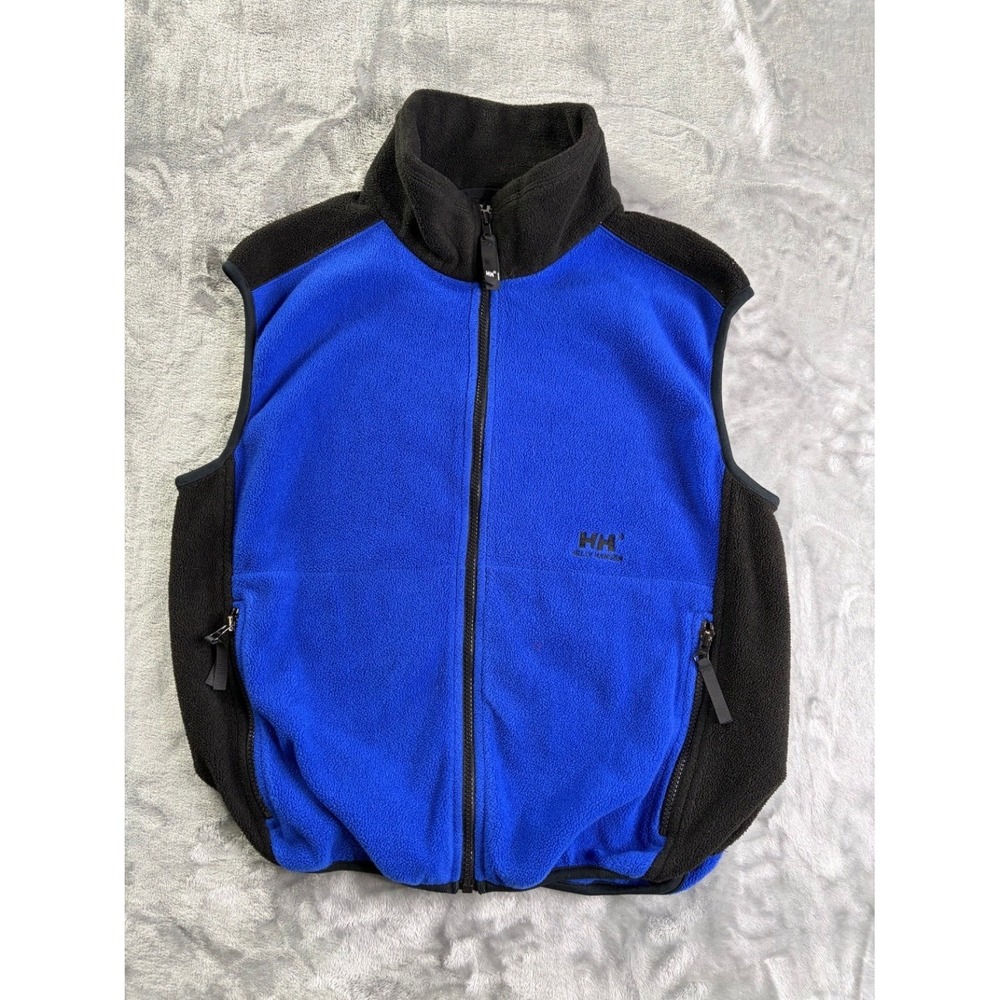 Helly Hansen Vest Men's Medium Blue Black Full Zip Polyester Fleece Pg-u Used